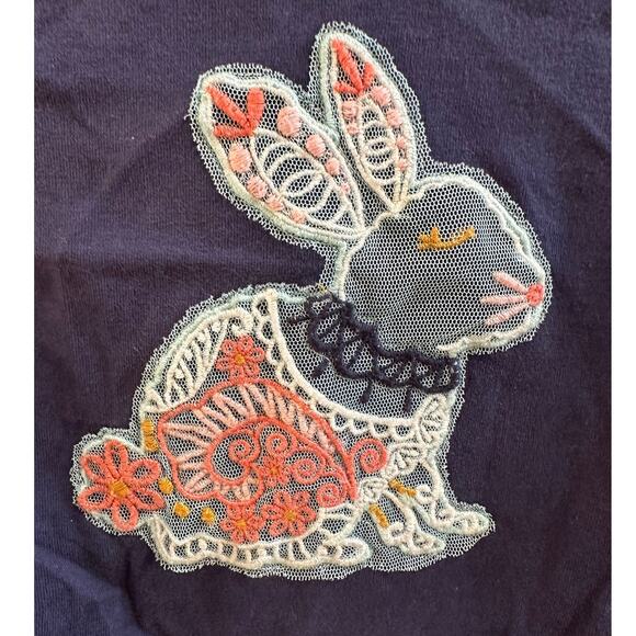 Hanna Andersson Lace Embroidered Bunny Navy Shirt 100% Cotton Size 140cm 10-12Y - Picture 3 of 6